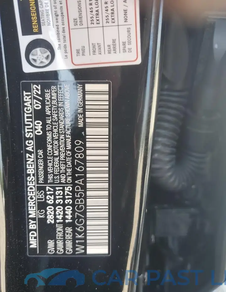 W1K6G7GB5PA167809# 12