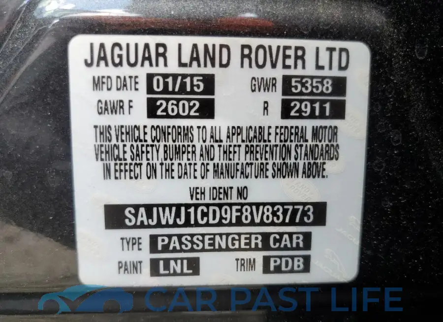 SAJWJ1CD9F8V83773# 12