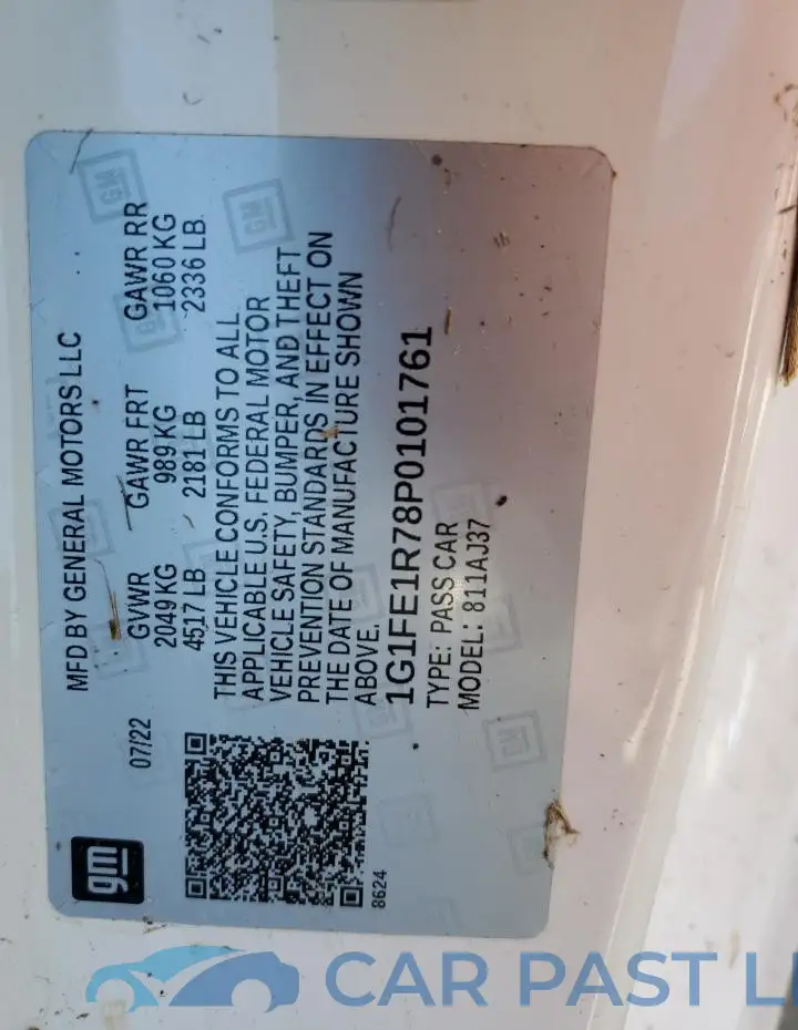 1G1FE1R78P0101761# 12
