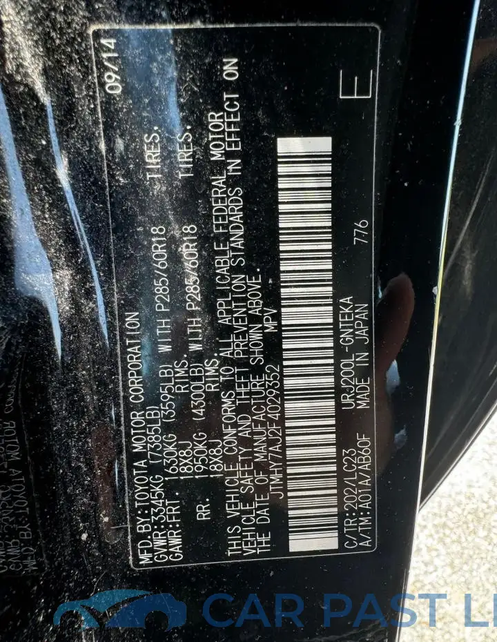 JTMHY7AJ2F4029352# 10