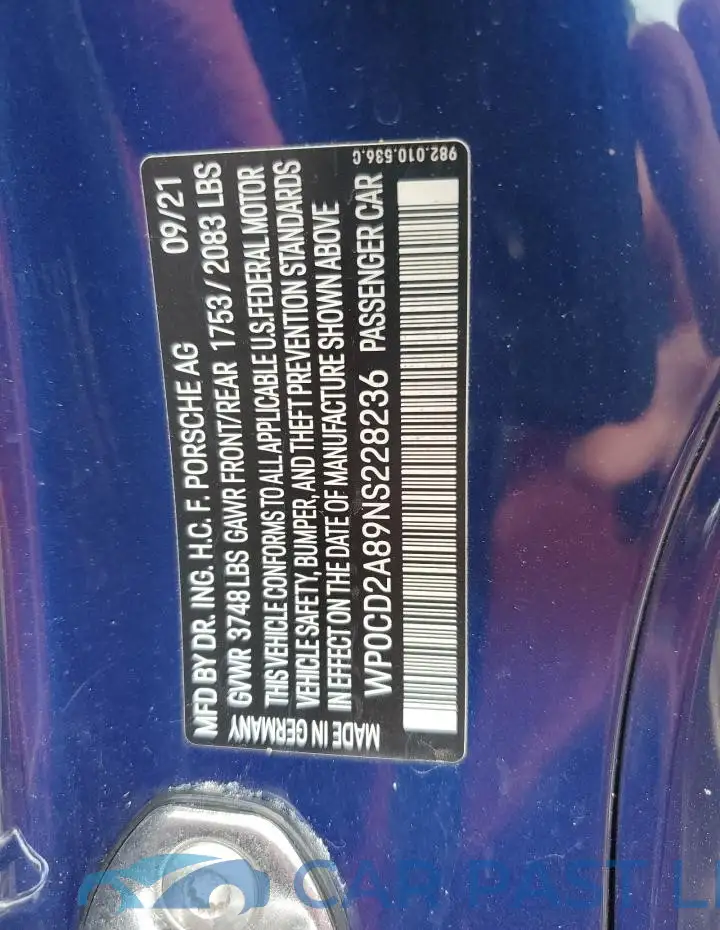 WP0CD2A89NS228236# 12