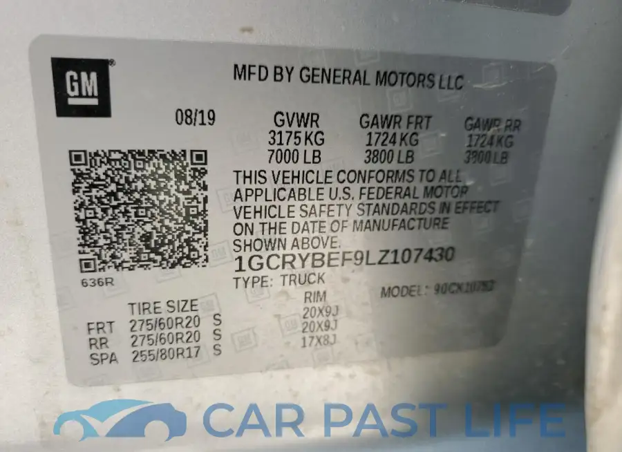1GCRYBEF9LZ107430# 12