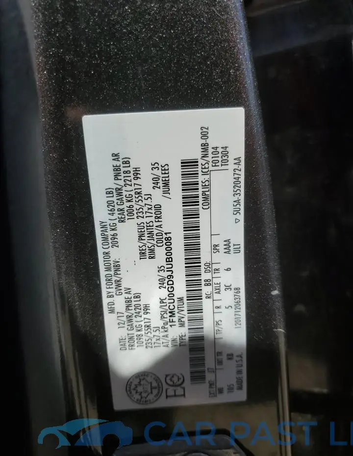1FMCU0GD9JUB00081# 12