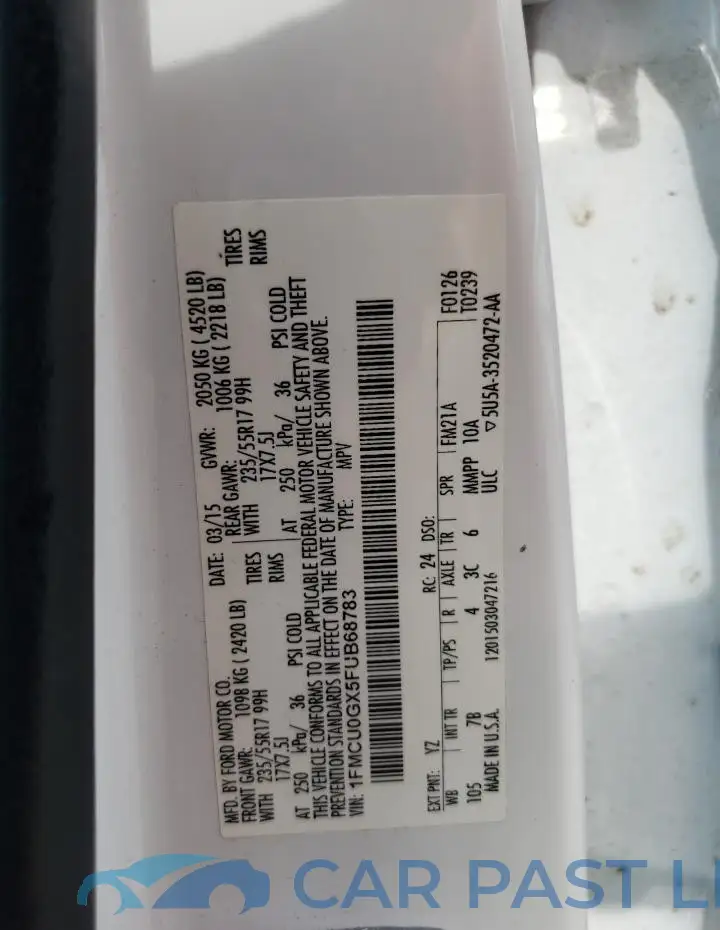 1FMCU0GX5FUB68783# 13