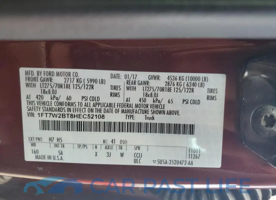 1FT7W2BT8HEC52108# 12