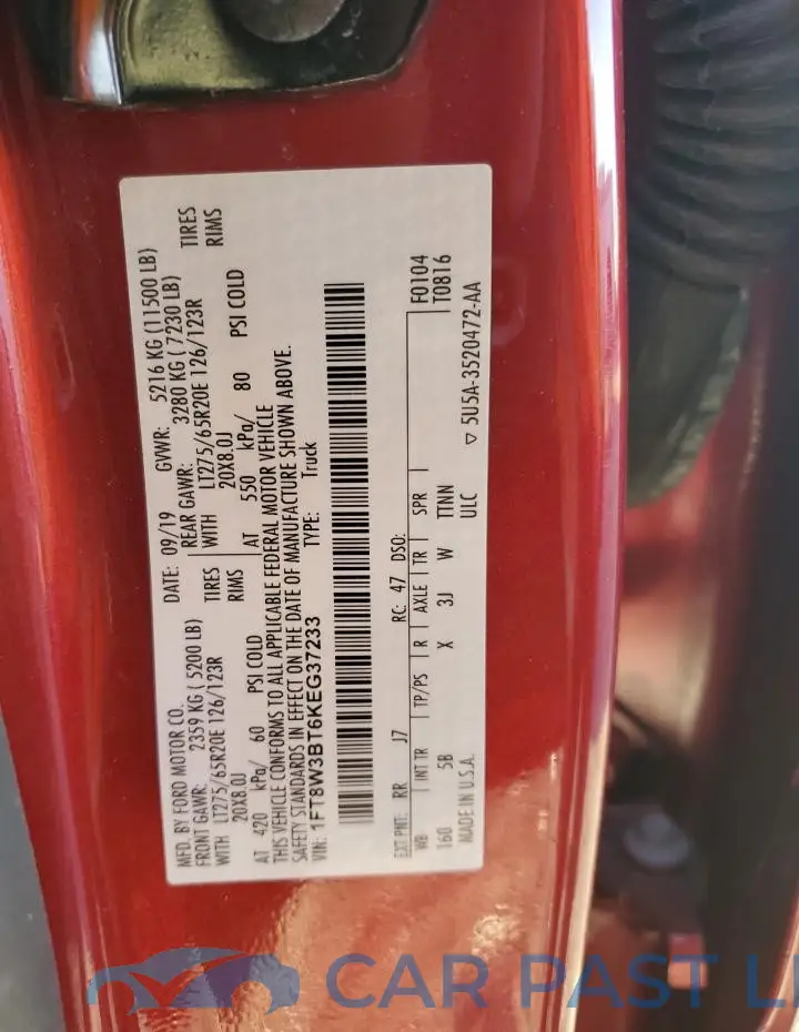 1FT8W3BT6KEG37233# 12