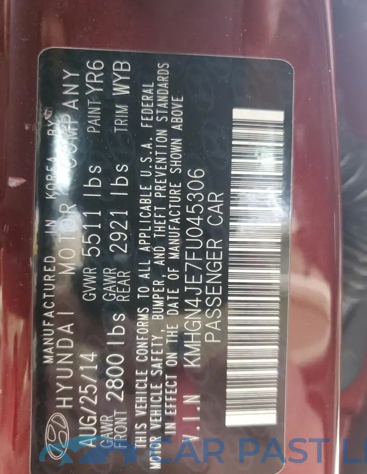 KMHGN4JE7FU045306# 12