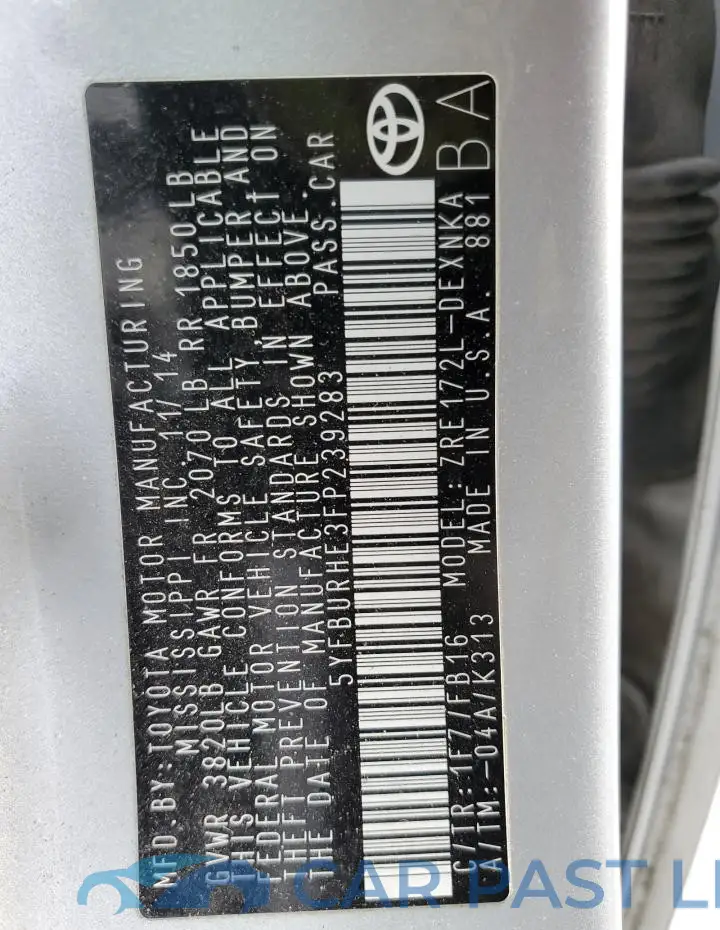 5YFBURHE3FP239283# 12
