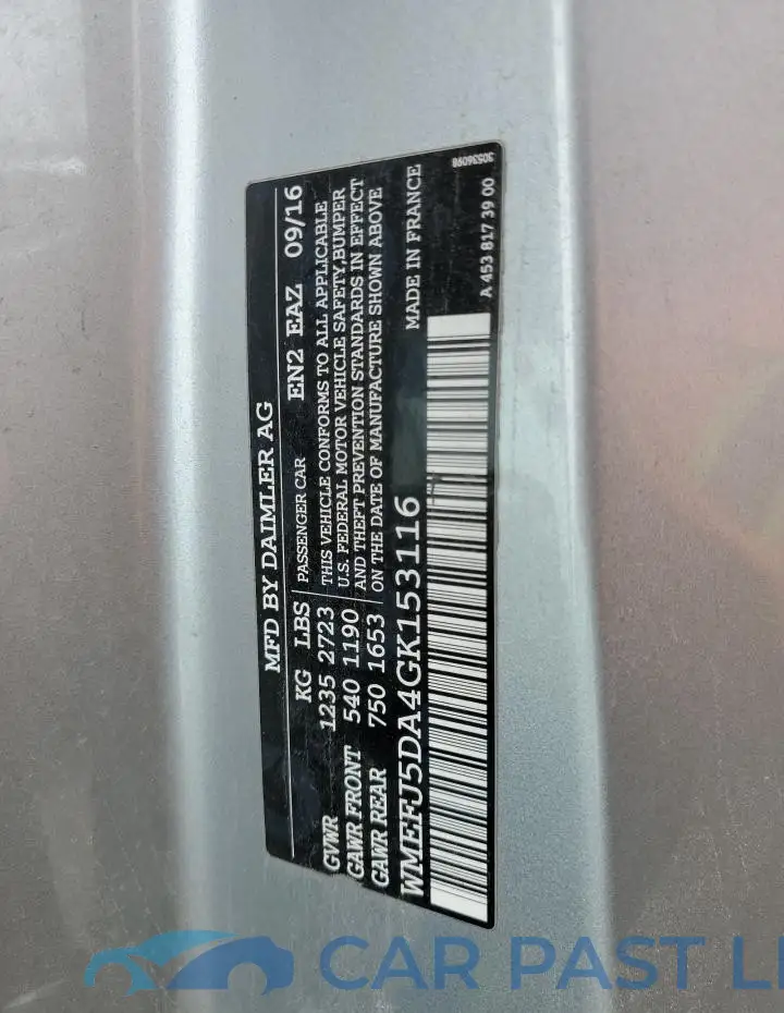 WMEFJ5DA4GK153116# 12