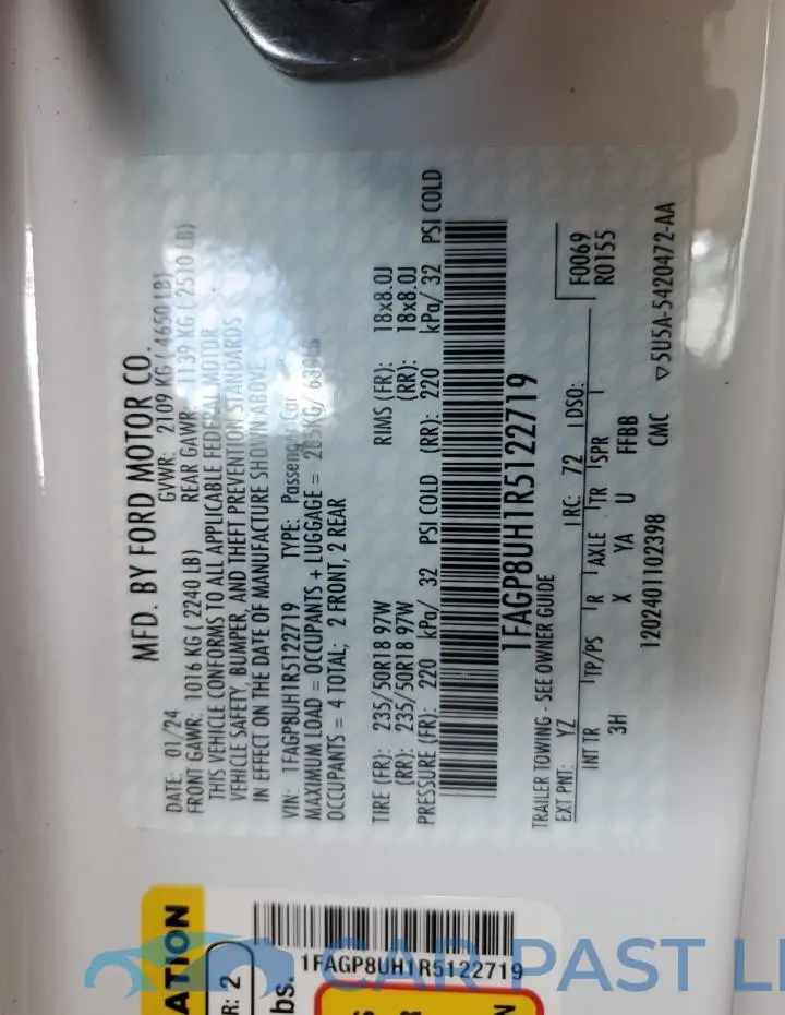 1FAGP8UH1R5122719# 12