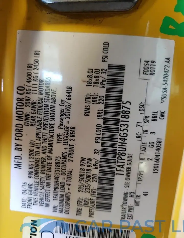 1FATP8UH4G5318875# 12