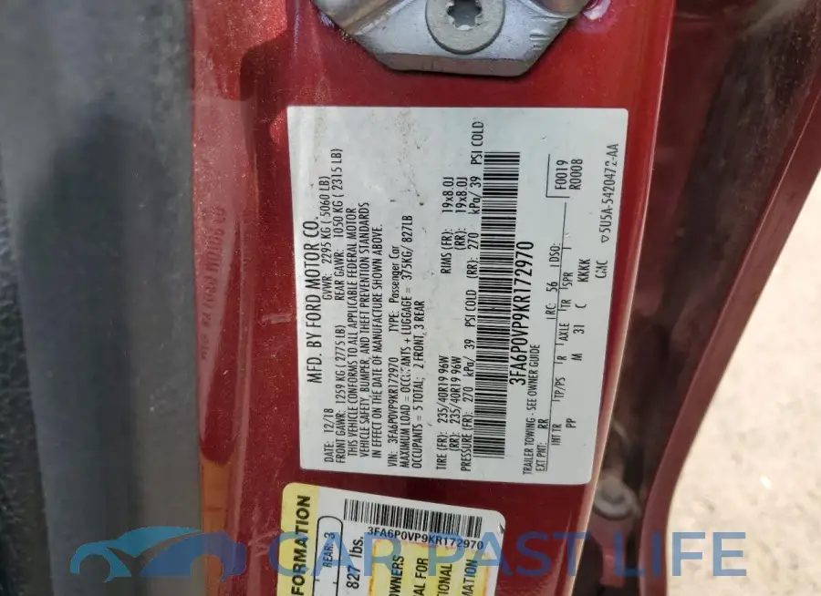 3FA6P0VP9KR172970# 12