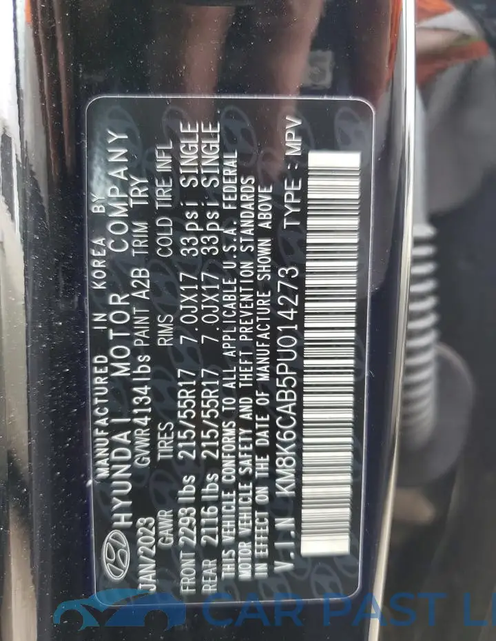 KM8K6CAB5PU014273# 13