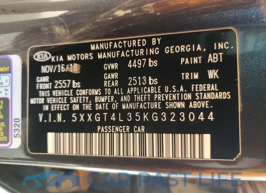 5XXGT4L35KG323044# 13