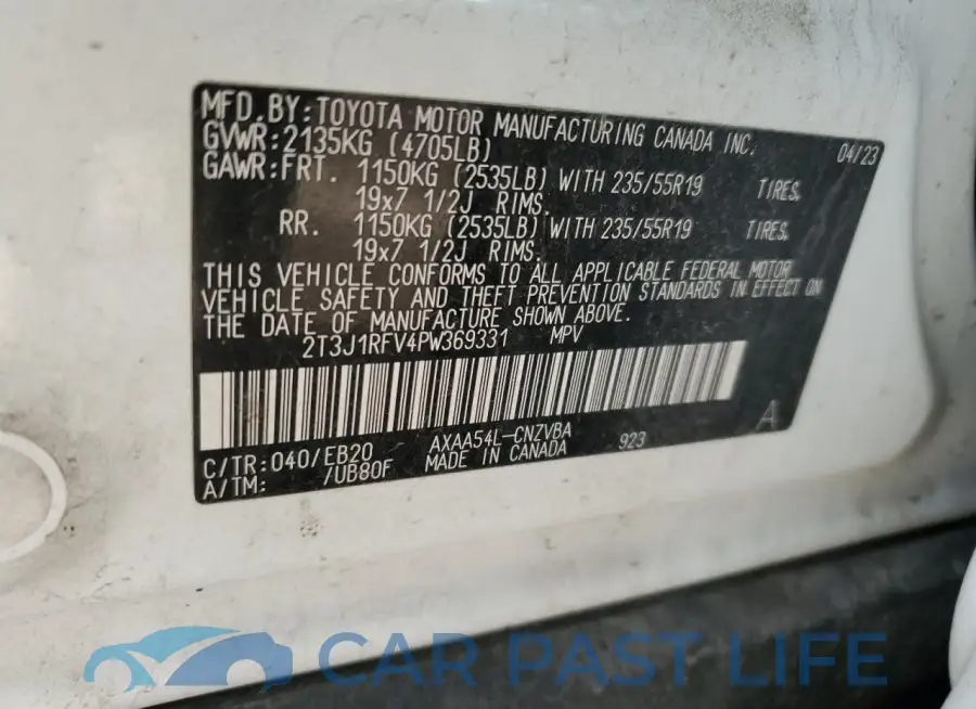 2T3J1RFV4PW369331# 12