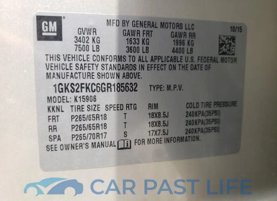 1GKS2FKC6GR185632# 14
