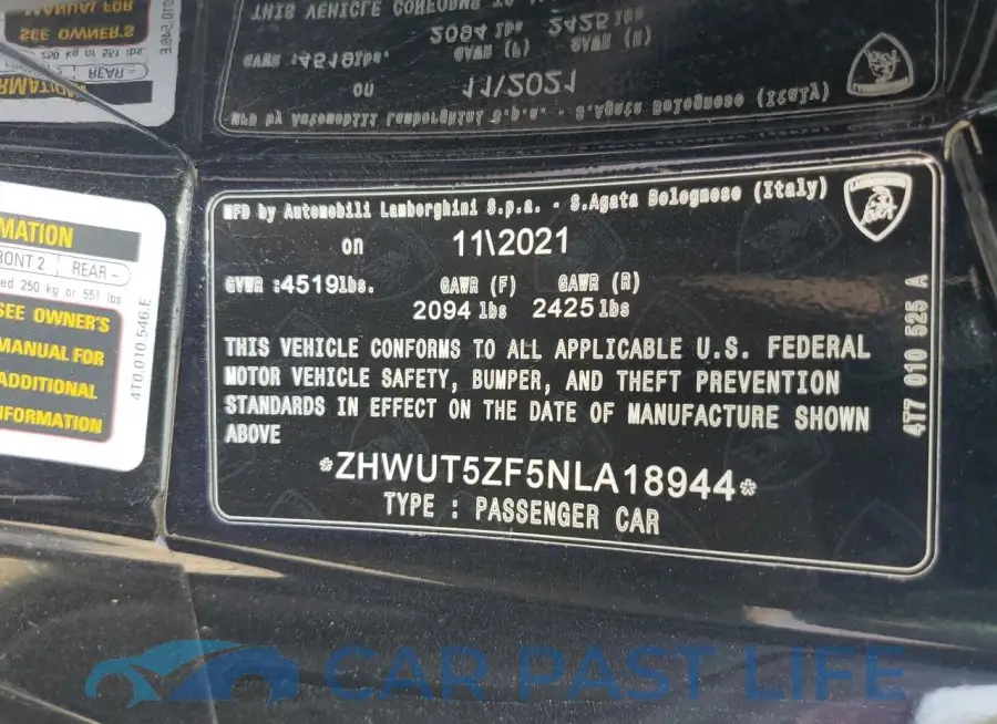 ZHWUT5ZF5NLA18944# 12