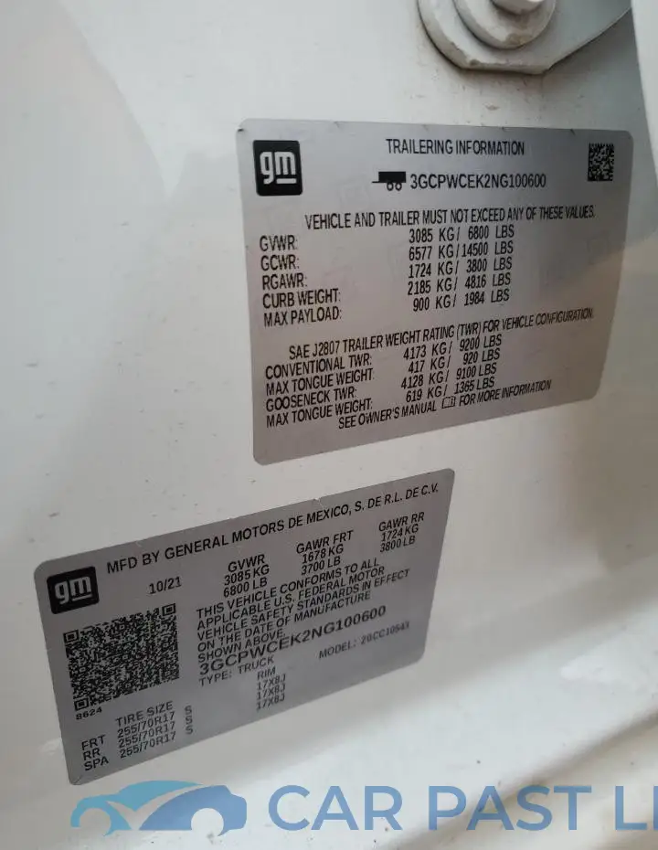 3GCPWCEK2NG100600# 12