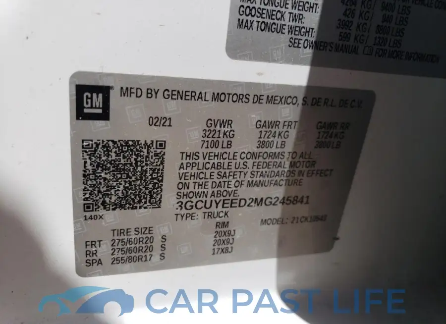 3GCUYEED2MG245841# 12