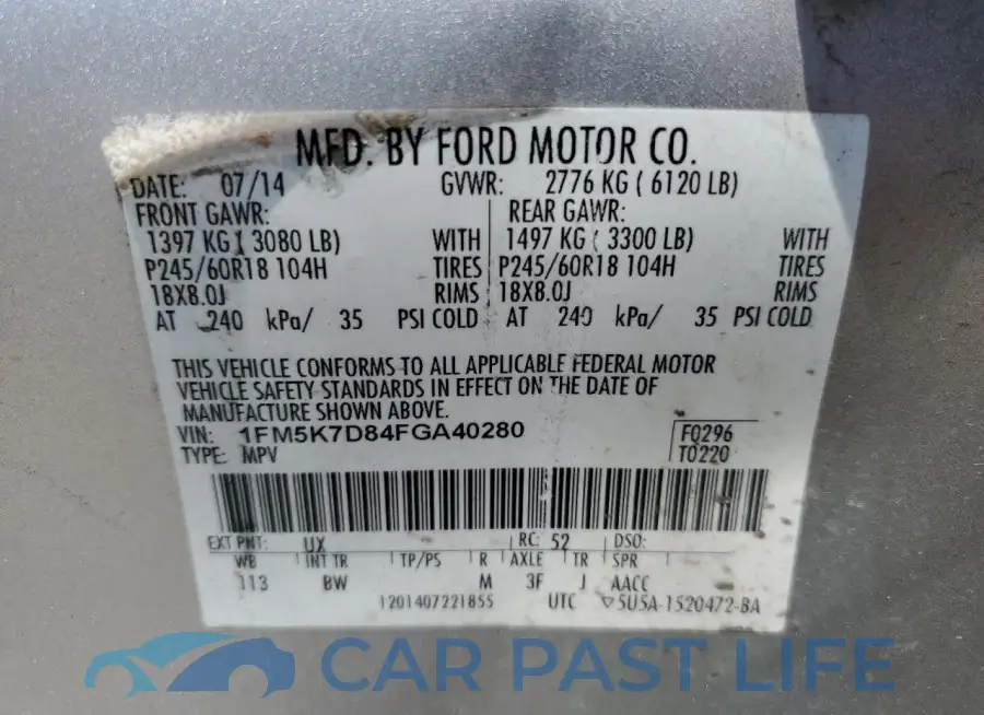 1FM5K7D84FGA40280# 14
