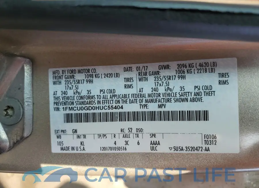 1FMCU0GD0HUC55404# 12