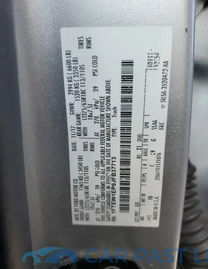 1FTEW1EP9JFB37713# 12