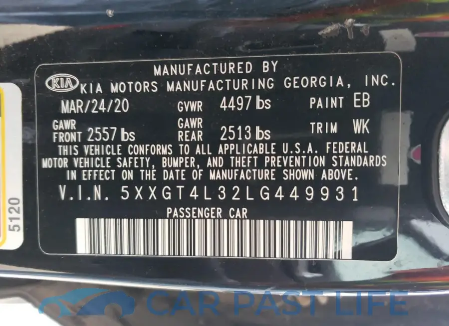 5XXGT4L32LG449931# 12