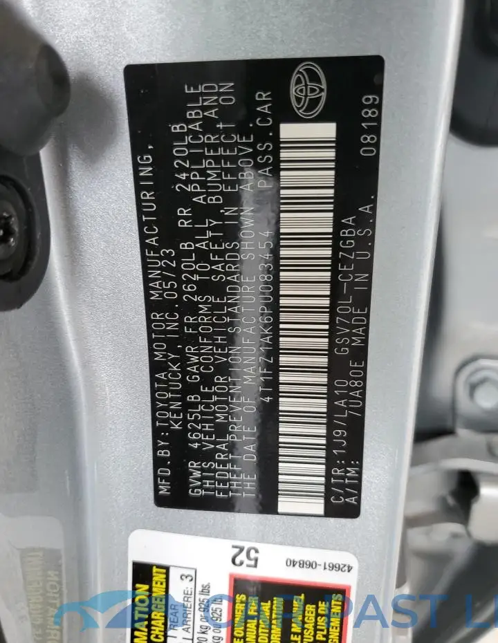 4T1FZ1AK6PU083454# 12