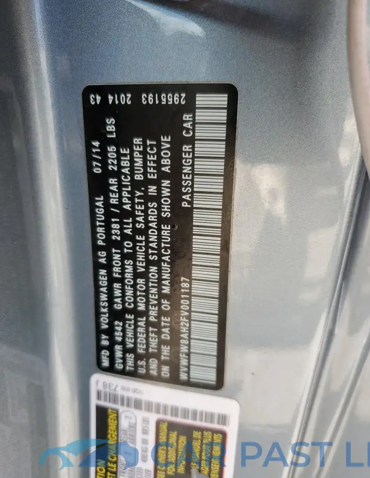 WVWFW8AH2FV001187# 12