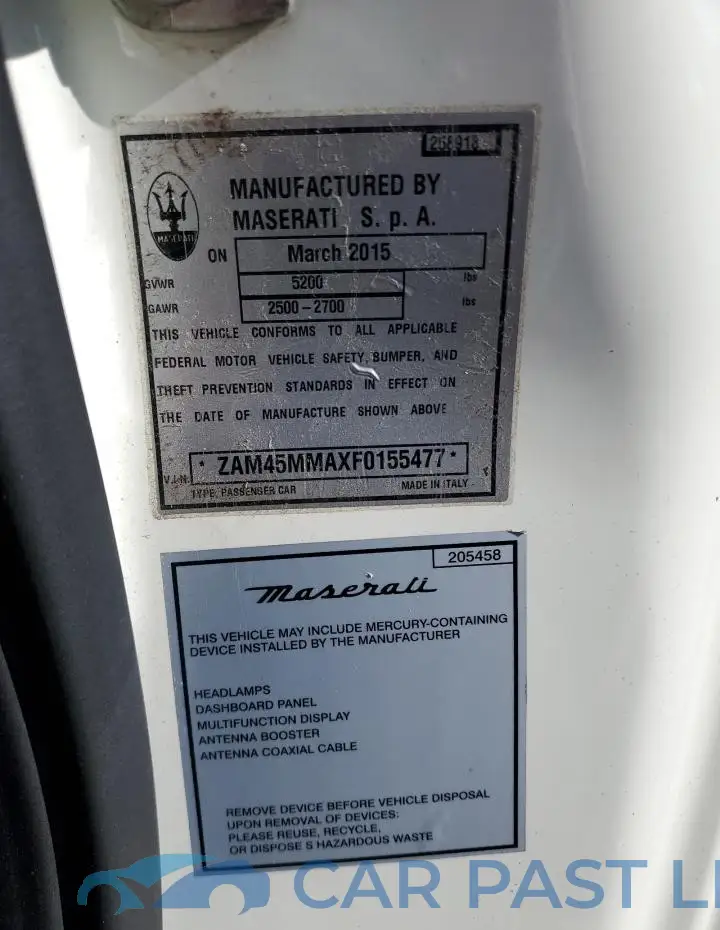 ZAM45MMAXF0155477# 12