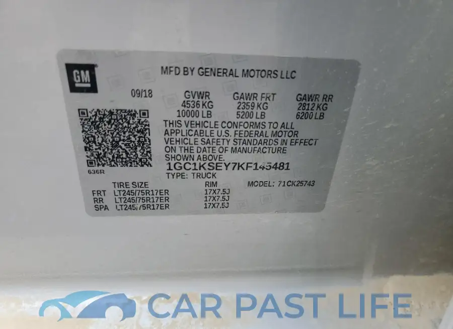 1GC1KSEY7KF145481# 12