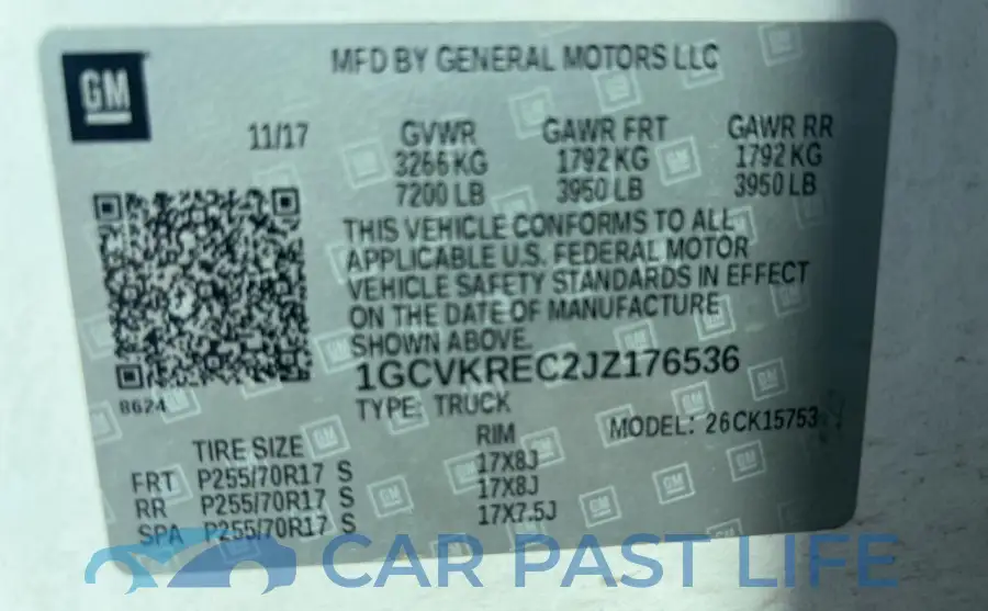 1GCVKREC2JZ176536# 10