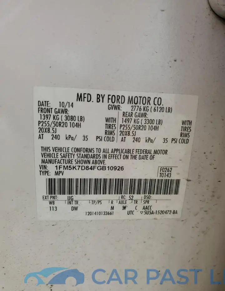 1FM5K7D84FGB10926# 13