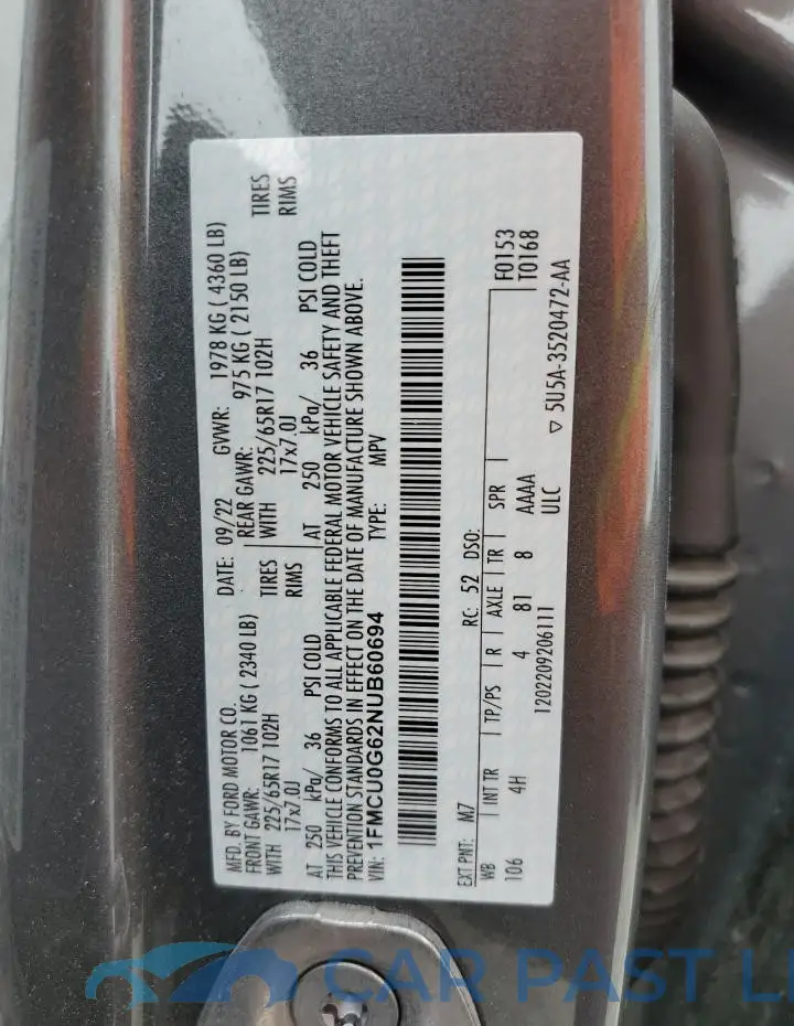 1FMCU0G62NUB60694# 13