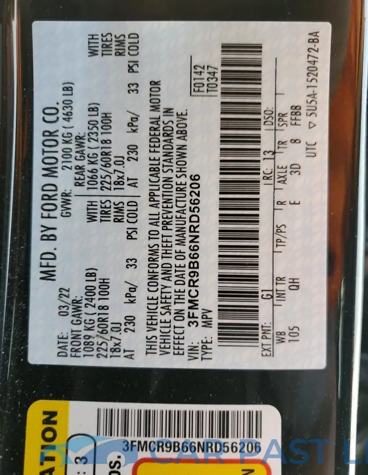 3FMCR9B66NRD56206# 13
