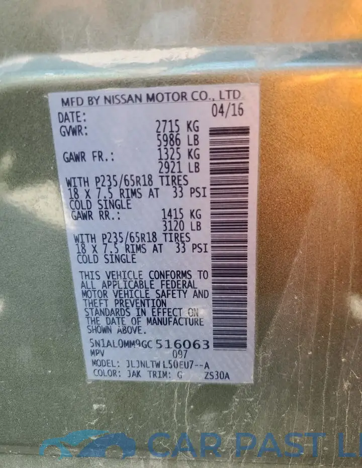 5N1AL0MM9GC516063# 13