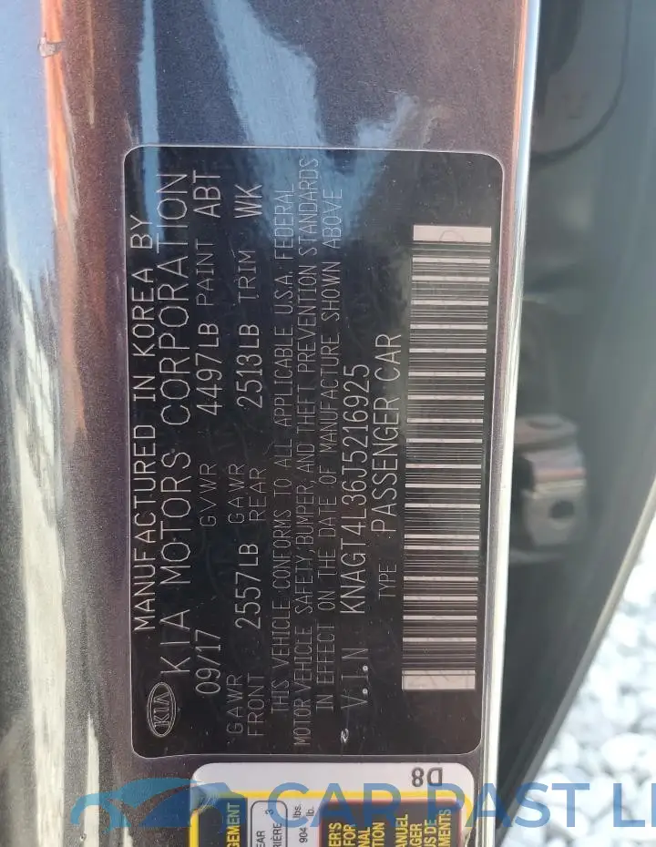 KNAGT4L36J5216925# 12