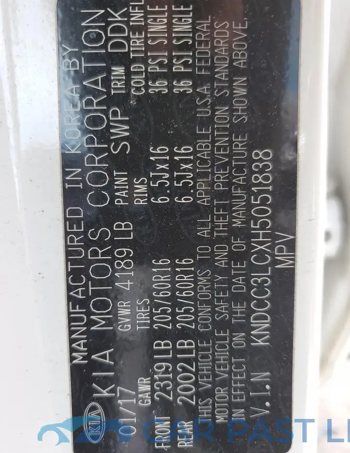 KNDCC3LCXH5051838# 12