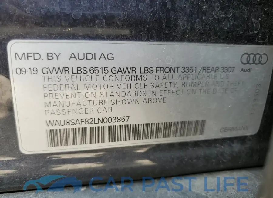WAU8SAF82LN003857# 12