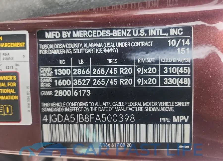 4JGDA5JB8FA500398# 10