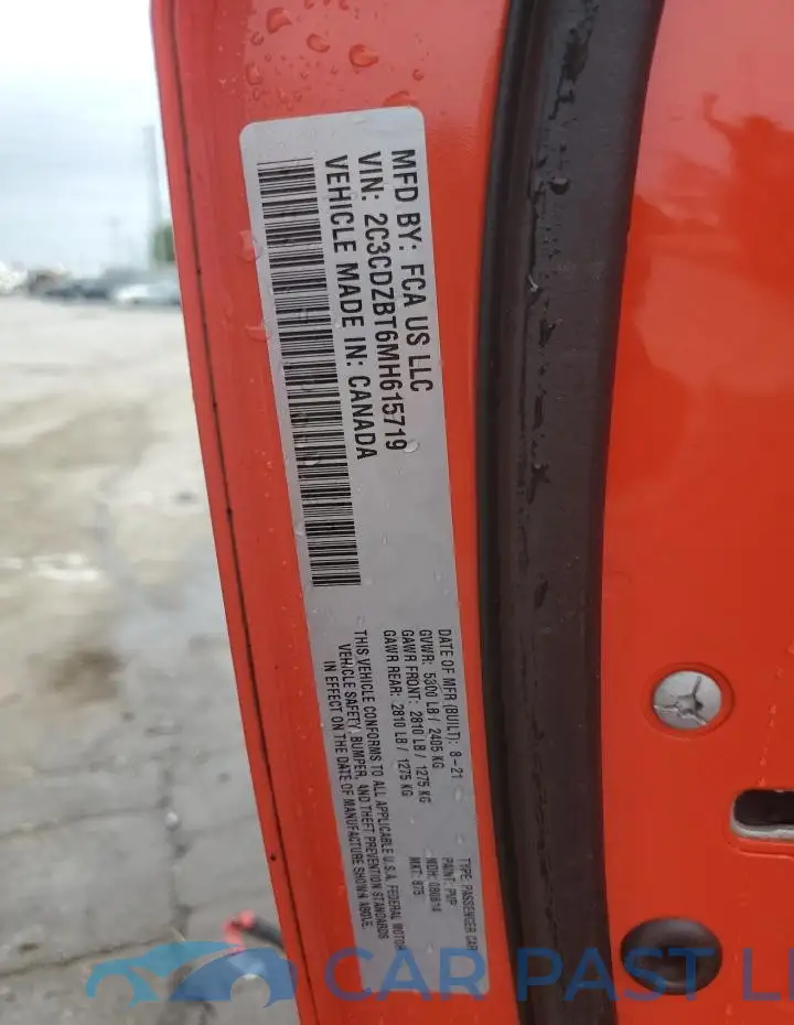 2C3CDZBT6MH615719# 12