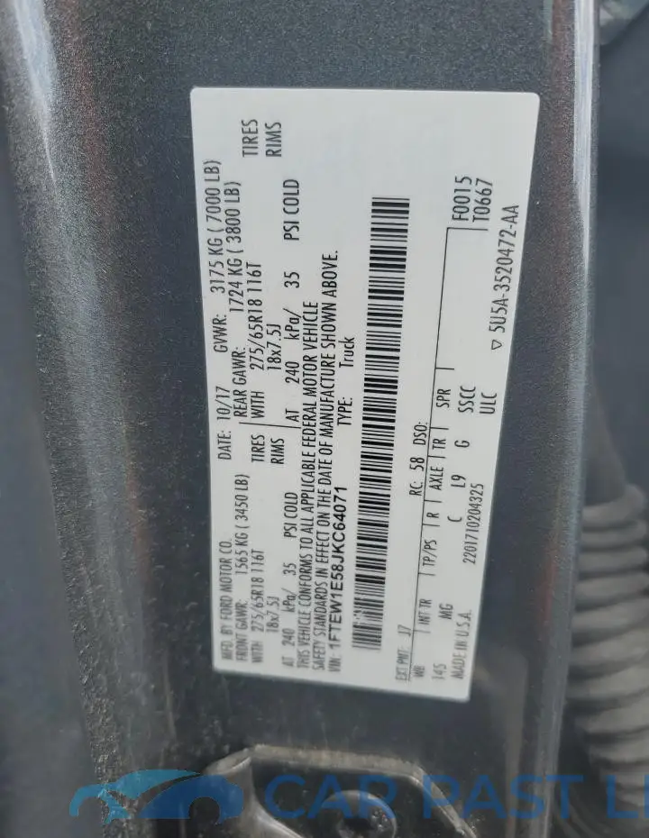 1FTEW1E58JKC64071# 12