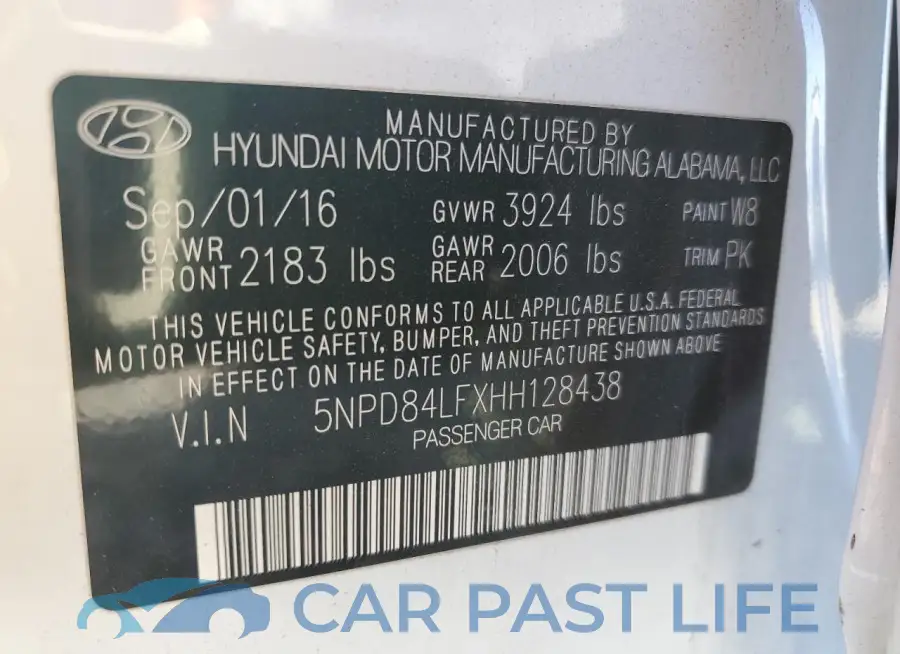 5NPD84LFXHH128438# 12