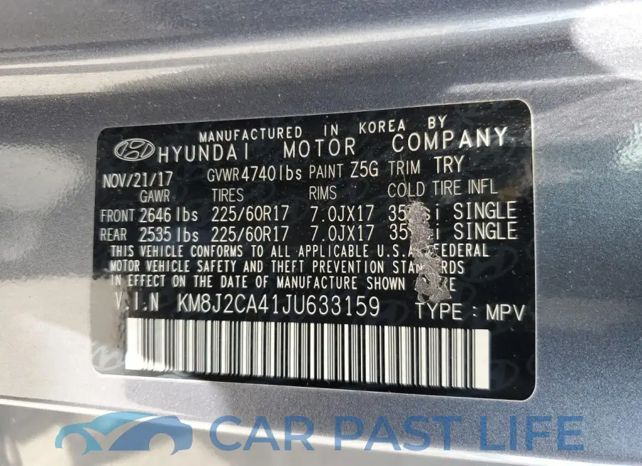 KM8J2CA41JU633159# 13