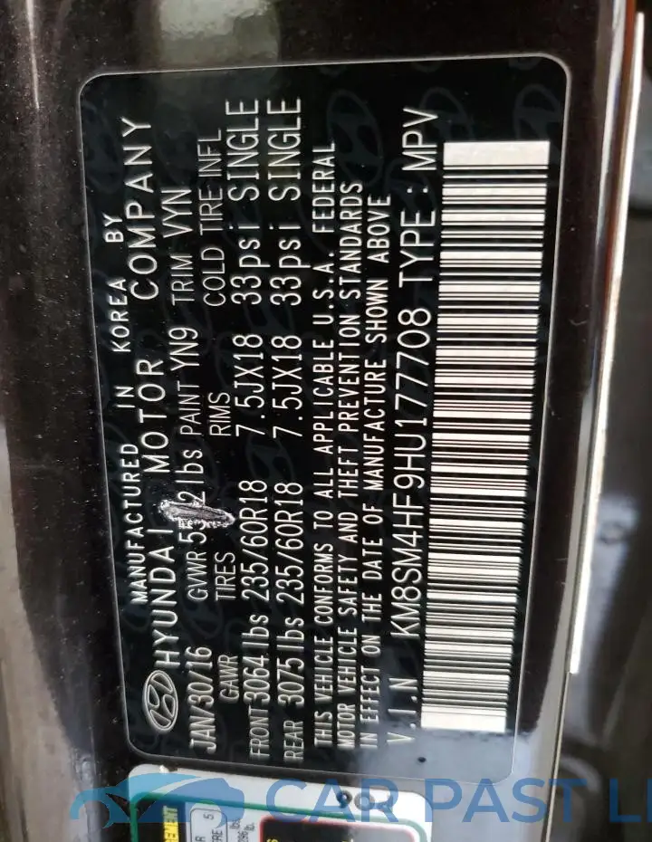 KM8SM4HF9HU177708# 13