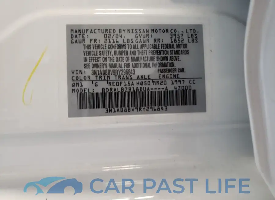 3N1AB8BV9RY296843# 12