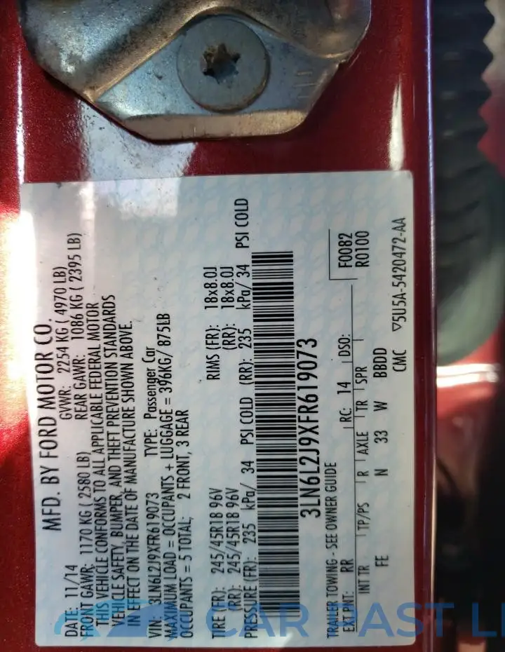 3LN6L2J9XFR619073# 12