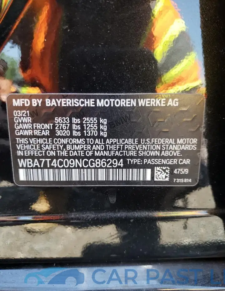 WBA7T4C09NCG86294# 12