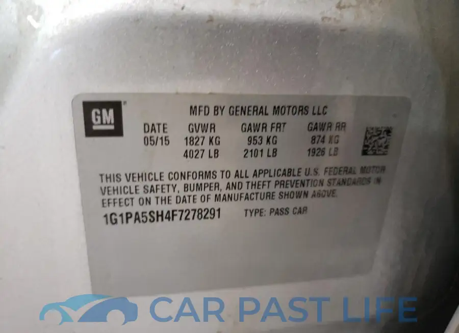 1G1PA5SH4F7278291# 12