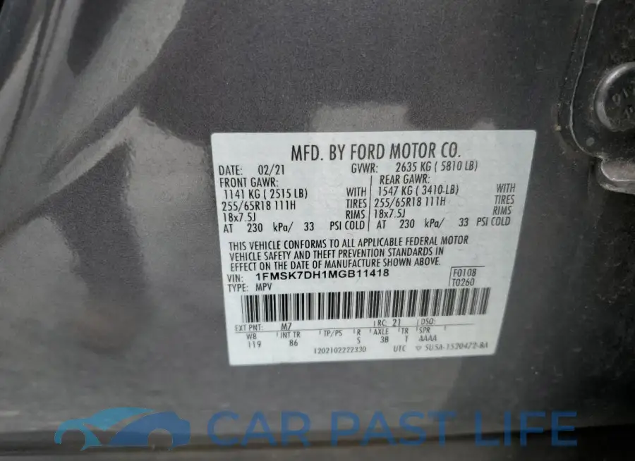 1FMSK7DH1MGB11418# 13